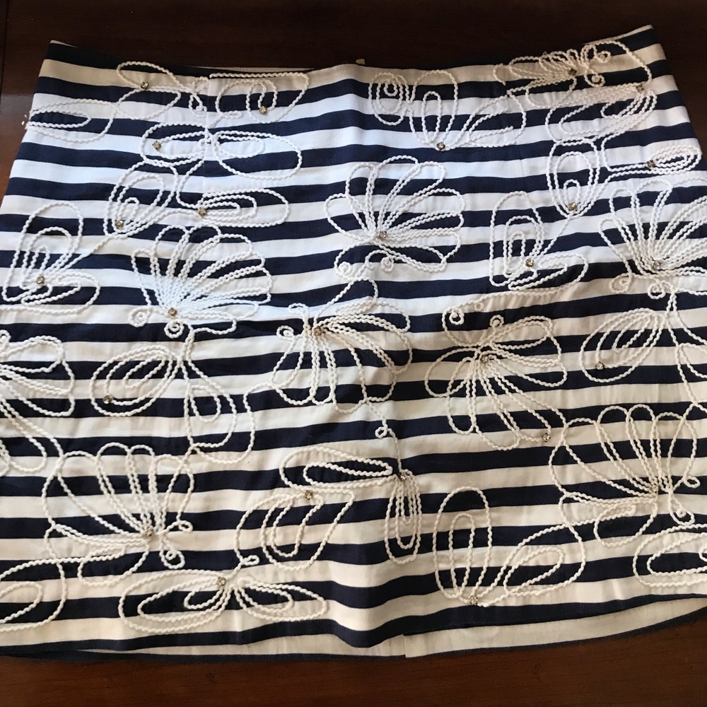 Lilly Pulitzer Navy Striped Skirt w Embellishments